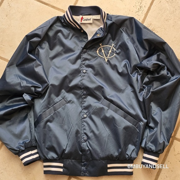 Cardinal 2024 VIDCON 9 Creator Embroidered Blue Satin Varsity Bomber Jacket EUC - Picture 7 of 11